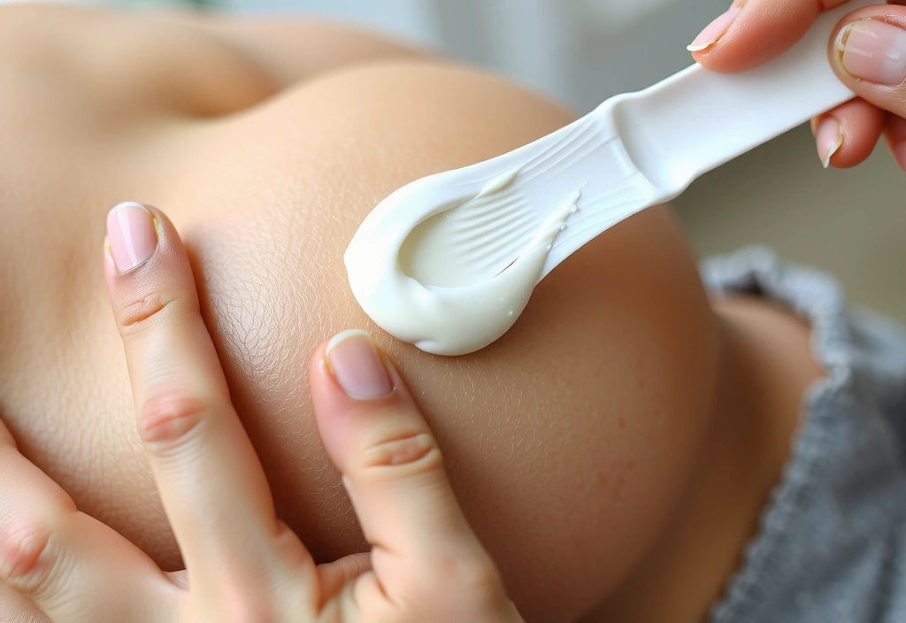 Hands gently applying cream to face